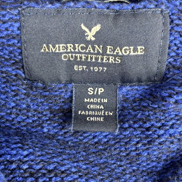 American Eagle Outfitters Sweater Mens Small Blue Shawl Collar Cardigan Marled - Picture 4 of 13